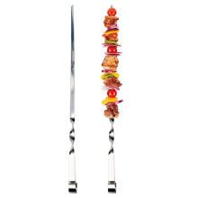 Large Wide Barbecue Skewers Reusable with Nonslip Ring Handle Ideal for Shish Kebab